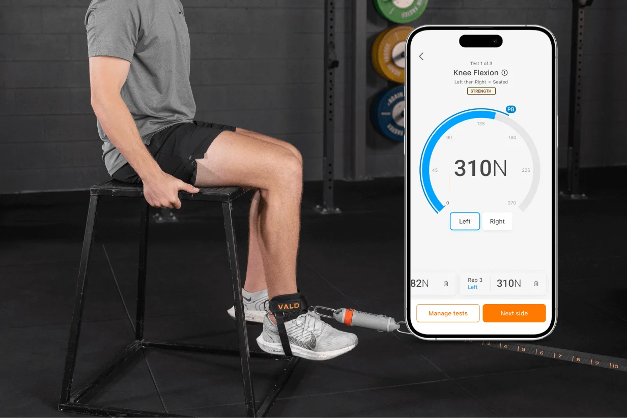 Prueba de fuerza de flexión de rodilla y resultados en la aplicación